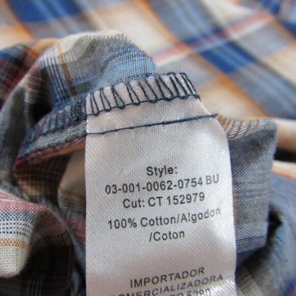 Roper Men's XXL Long Sleeve Western Snap Plaid Shirt - Blue - Picture 4 of 6